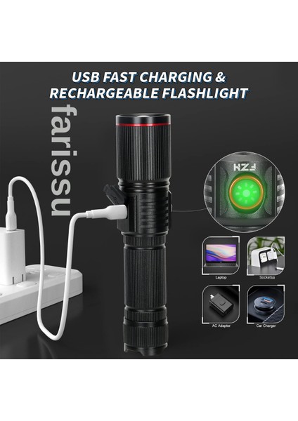 Zoomlu LED Tüfek Feneri | 30W | 3600 Mah Pil Hediyeli modelleri