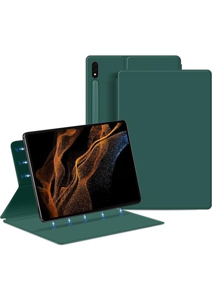 Samsung Tab S9 11 İNÇ/X710 Çift Taraflı Manyetik Klips Yeşil Kılıf (Yurt Dışından)
