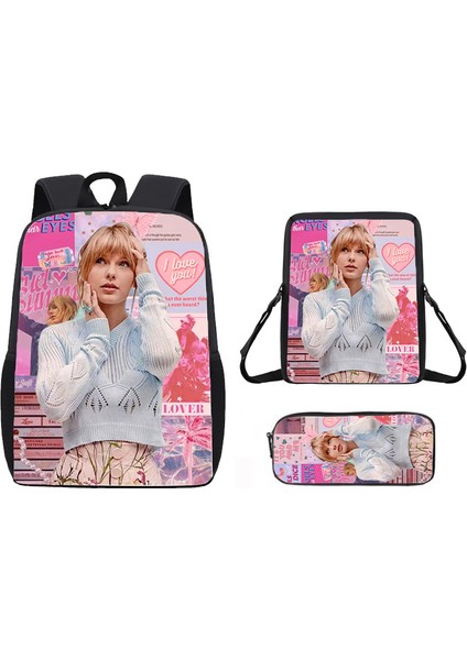Okul Çantası Ortaokul Öğrencileri Omuz Çantası Çapraz Askılı Çanta Kalem Çantası Üç Set (Yurt Dışından)