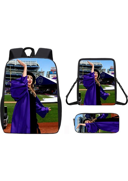 Okul Çantası Ortaokul Öğrencileri Omuz Çantası Çapraz Askılı Çanta Kalem Çantası Üç Set (Yurt Dışından)