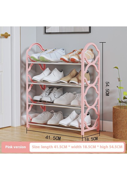 Ayakkabı Saklama Ev Katlanabilir Ayakkabı Saklama Rafı Yatakhane Toz Geçirmez Raf Basit Dantel Dört Katmanlı Ayakkabı Rafı (Yurt Dışından)