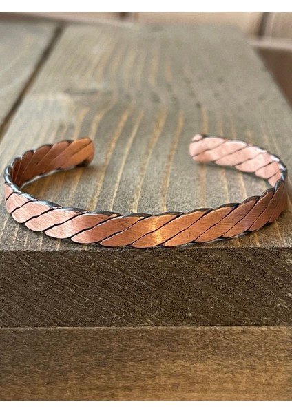 Saf Bakır Bileklik Burgu Modeli El Işlemeli Takı