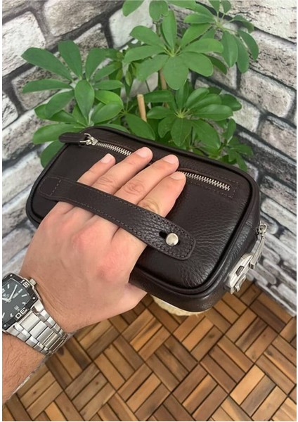 Kahverengi Hakiki Deri Şifreli El Çantası, Şık ve Kullanışlı Günlük Aksesuar. indirimleri