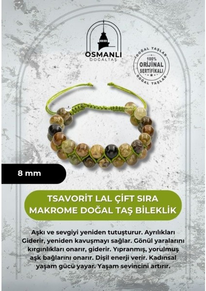 Renkli 8mm Lal Taş Çift Sıra Makrome Bileklik