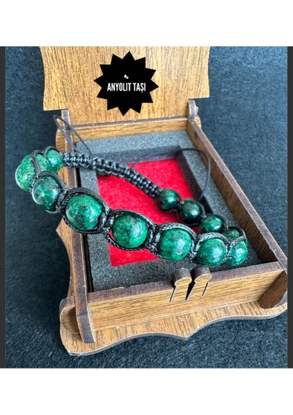 Yeşil Doğaltaş Deri Örme Takı Parıltısı