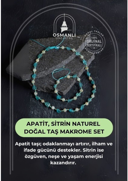 Renkli Doğal Taş Makrome Set, Sertifikalı ve Şık Tasarım