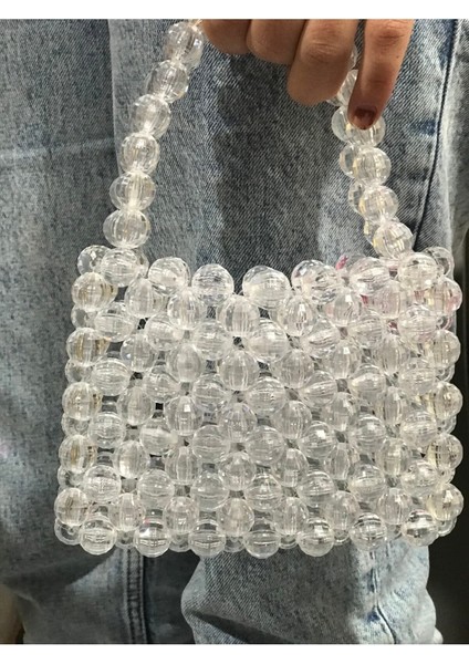 Beyaz Şık Boncuklu El Çantası, Zarif ve Kullanışlı Tasarım