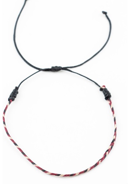 Unisex Makrome Ip Bileklik, Ayarlanabilir ve Şık Tasarım, Siyah Renk.