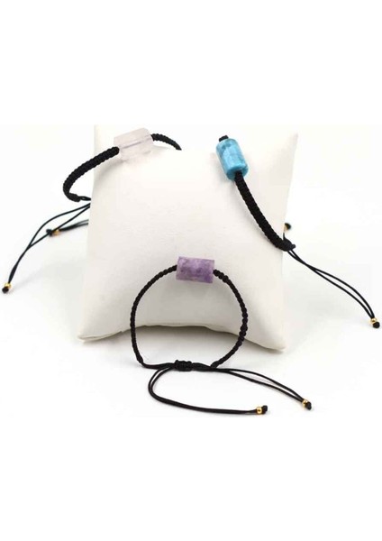 Renkli Doğal Taş Bileklik Seti, Makrome Örme, Ayarlı, Şık ve Hafif Tasarım fiyatları