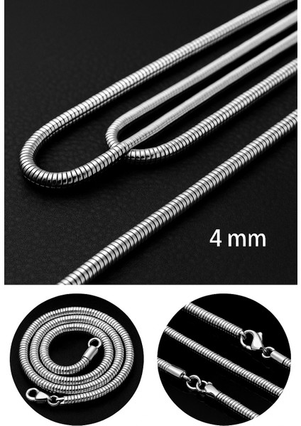 Sevgiliye Hediye Yılan Yuvarlak Tasarım Paslanmaz Çelik Zincir Erkek Kolye