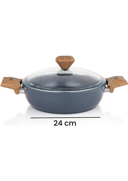 Fiesta 24 cm Seramik Basık Tencere-Siyah