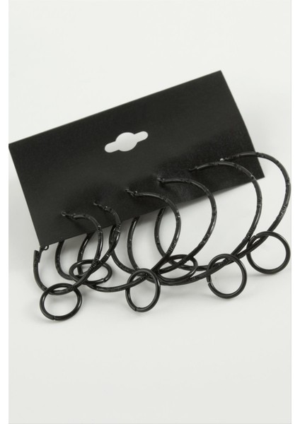 Noktalı Iç Içe Metal Halka Küpe 6 Adet