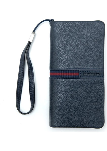 Lacivert Deri El Çantası ve Debriyaj Cüzdan, Şık ve Kullanışlı Tasarım.