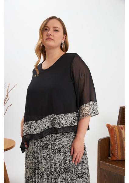 Asimetrik Kesim Pileli Büyük Beden Şifon Elbise Krem fiyatları