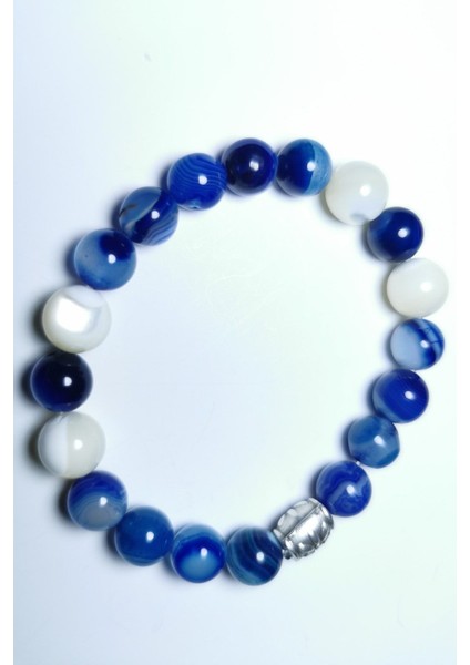 El Yapımı Doğal Taş Bileklik, Mavi Akik ve Sedef Detaylarıyla Şık Tasarım fiyatları