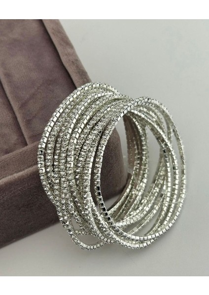 Kadın Gümüş Su Yolu Bileklik, Zirkon Taşlı, Şık ve Zarif Takı