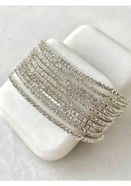 Kadın Gümüş Su Yolu Bileklik, Zirkon Taşlı, Şık ve Zarif Takı fiyatları