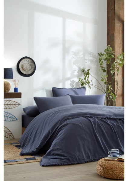 Sofia Çift Kişilik Lastikli Çarşaf Müslin Nevresim Takımı