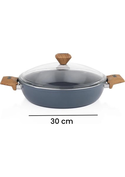 Fiesta Seramik Basık Tencere - Siyah / Açık Kahverengi - 30 cm fırsatları
