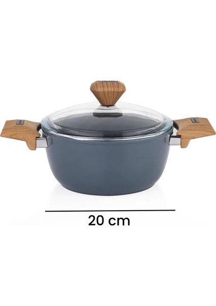 Fiesta Seramik Derin Tencere - Siyah / Açık Kahverengi - 20 cm