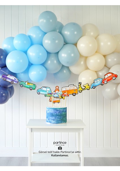 Klasik Arabalar Konseptli Doğum Günü Balon Zincir Seti Araba Tema Balon Zinciri