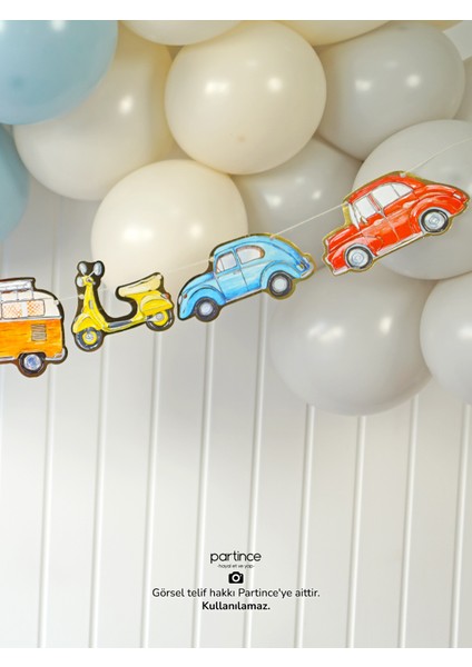 Klasik Arabalar Konseptli Doğum Günü Balon Zincir Seti Araba Tema Balon Zinciri modelleri