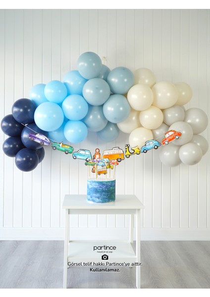 Klasik Arabalar Konseptli Doğum Günü Balon Zincir Seti Araba Tema Balon Zinciri