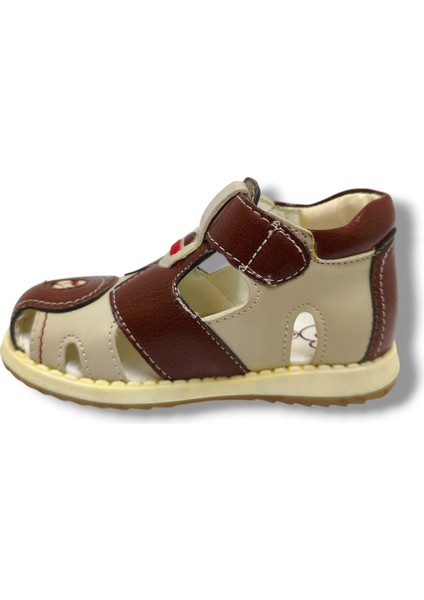 3007-20 Önü Kapali Çapa Cırtli Erkek Çocuk Sandalet Kahverngi Bej 21-25 modelleri