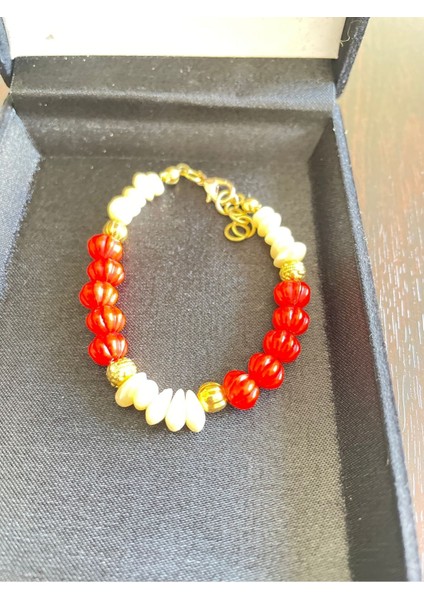 Kırmızı Inci Mercan Bileklik Şık Takı Tasarımı fiyatları
