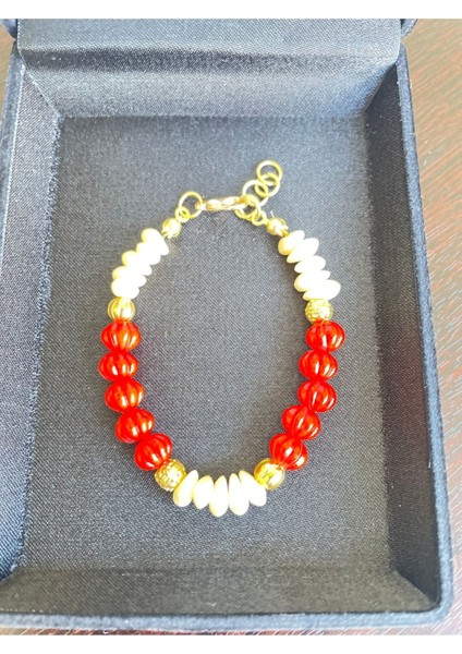 Kırmızı Inci Mercan Bileklik Şık Takı Tasarımı modelleri