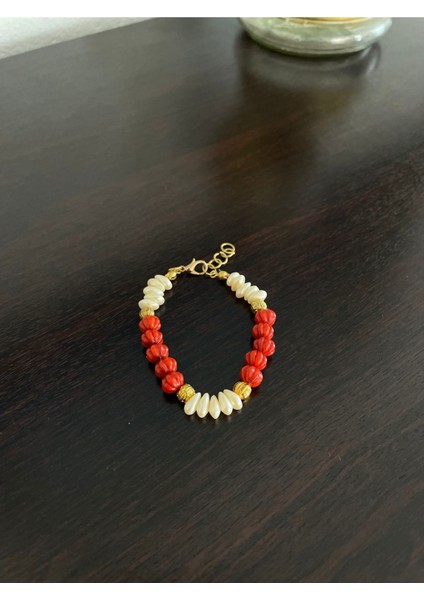 Kırmızı Inci Mercan Bileklik Şık Takı Tasarımı fırsatları