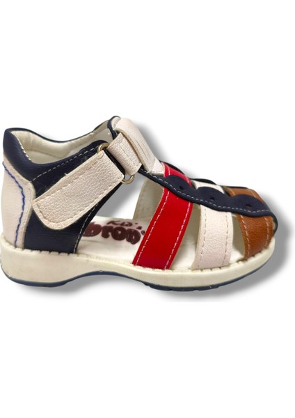 3014-20 Anatomik Önü Kapali 3 Şeritli Erkek Çocuk Sandalet Lacivert Kırmızı 18-20 fiyatları