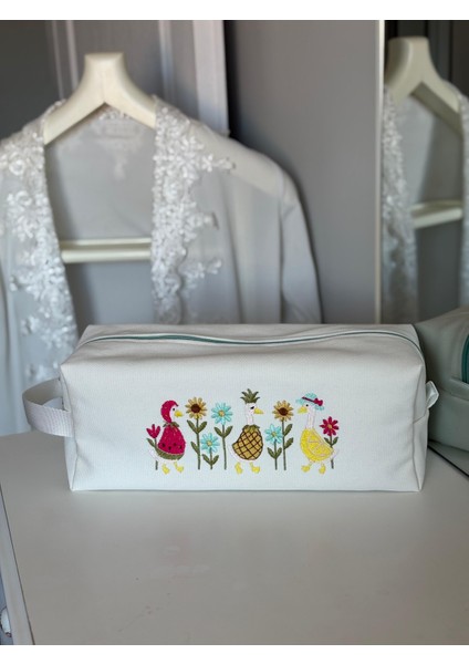 Kaz Nakışlı Büyük Boy Saç Şekillendirici Çantası – Makyaj Kozmetik ve Seyahat Organizer Çanta fırsatları