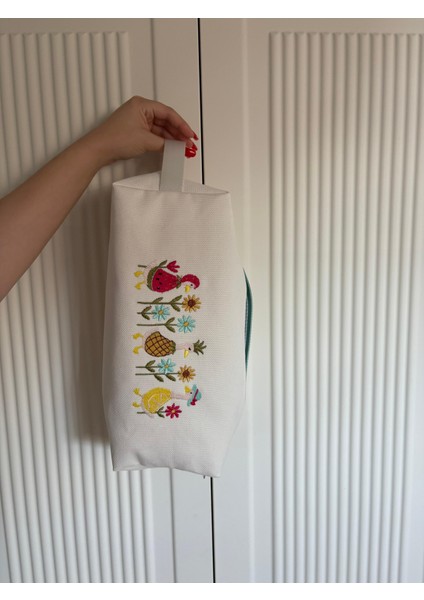 Kaz Nakışlı Büyük Boy Saç Şekillendirici Çantası – Makyaj Kozmetik ve Seyahat Organizer Çanta