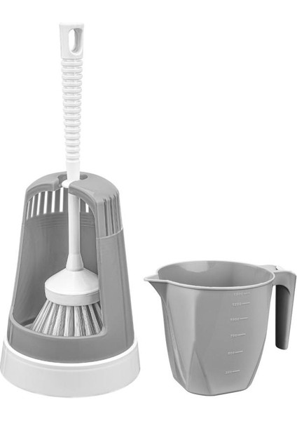 3’lü Wc Tuvalet Temzilk Seti, Klasik Wc Fırça Takımı + Maşrapa 1,5 Lt + Sessiz Wc Kapağı Seti Gri fiyatları