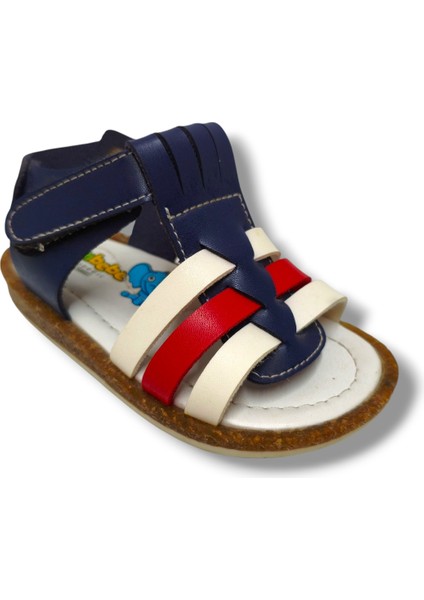 Şirinbebe 3019-20 3 Şeritli Cırt Bant Erkek Çocuk Sandalet Lacivert Kırmızı 21-25
