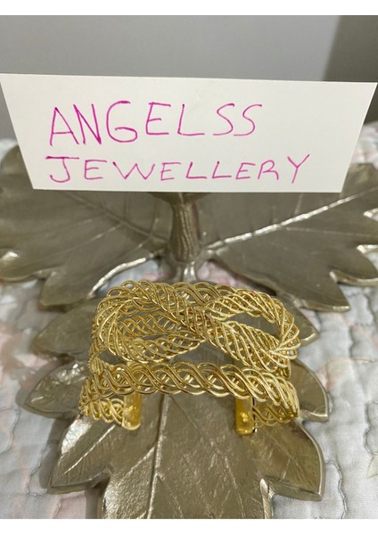 El Yapımı Örgü Sarmal Fiyonk Detaylı Altın Kaplama Bileklik fiyatları