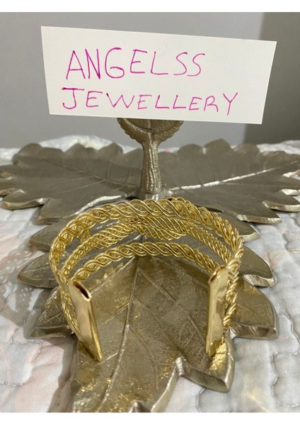 El Yapımı Örgü Sarmal Fiyonk Detaylı Altın Kaplama Bileklik indirimleri