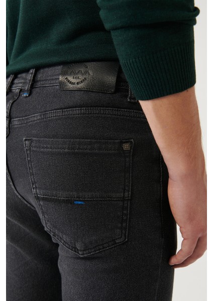 Erkek Siyah Rio Jean Pantolon Eskitme Yıkamalı Esnek Skinny Fit A32y3511