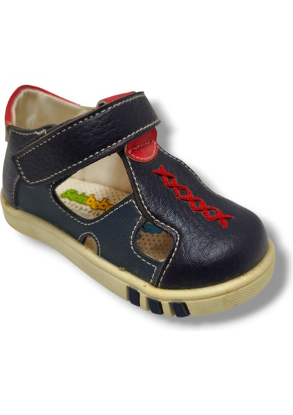Şiringenç 3024-20 Dikişli Erkek Çocuk Sandalet Lacivert Kırmızı 18-20
