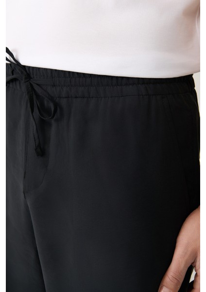 Erkek Siyah Beli Lastikli Modal Rahat Kesim Truva Relaxed Fit Pantolon A41Y3031
