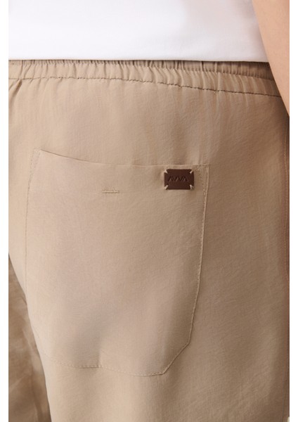 Erkek Bej Beli Lastikli Modal Rahat Kesim Truva Relaxed Fit Pantolon A41Y3031