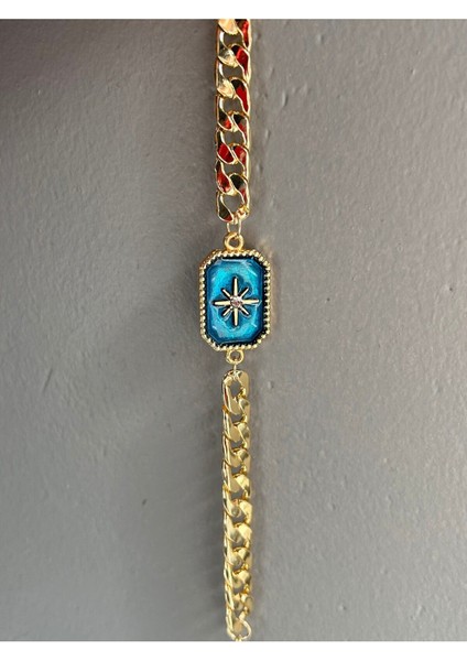 Kadın Zincir Saks Mavi Kuzey Yıldızı Bileklik Şık ve Zarif Takı fiyatları