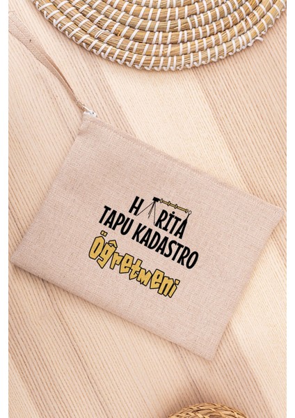 Keten Bez El Çantası, Meslek Temalı, Şık ve Hafif, Bej Renkli