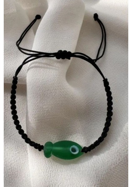 El Yapımı Makrome Ip Murano Cam Balık Model Bileklik, Yeşil fiyatları