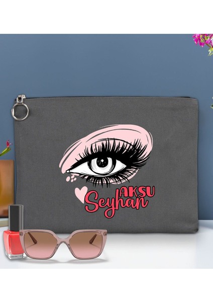 Kişiye Özel, Astarlı Antrasit Portföy Çanta, 30X21CM, Baskılı El Çantası, Organizer