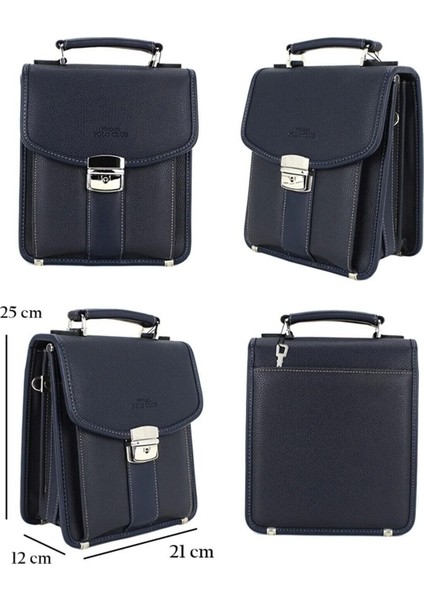 Şık Orta Boy Erkek El Çantası, Lacivert, Zarif ve Kullanışlı Tasarım