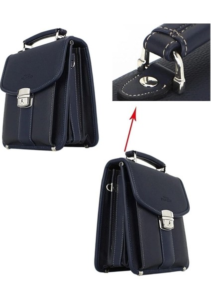 Şık Orta Boy Erkek El Çantası, Lacivert, Zarif ve Kullanışlı Tasarım