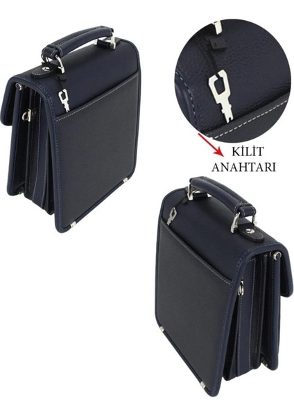 Şık Orta Boy Erkek El Çantası, Lacivert, Zarif ve Kullanışlı Tasarım