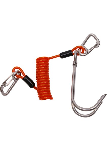 Çift Kafa Dalış Resif Rafting Kancası Paslanmaz Çelik Resif Kancası Spiral Helezon Yay Kablosu Dalış Güvenlik Aksesuarı - Turuncu (Yurt Dışından)